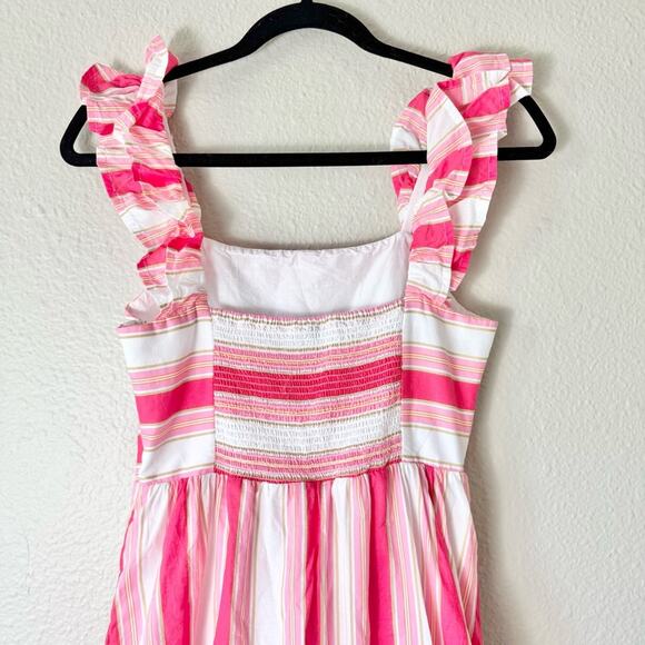 J. Crew Square Neck Pink Striped Midi Dress Size 2 - Picture 3 of 8